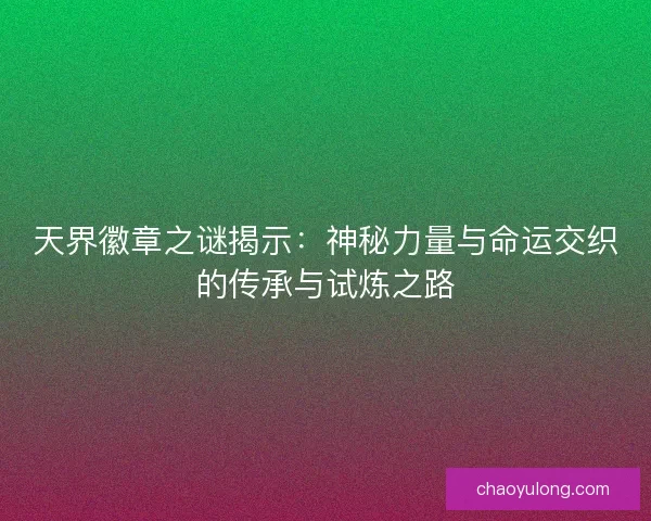 天界徽章之谜揭示：神秘力量与命运交织的传承与试炼之路